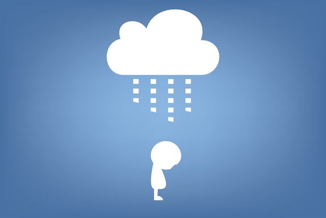 cloud raining on person illustration , vector